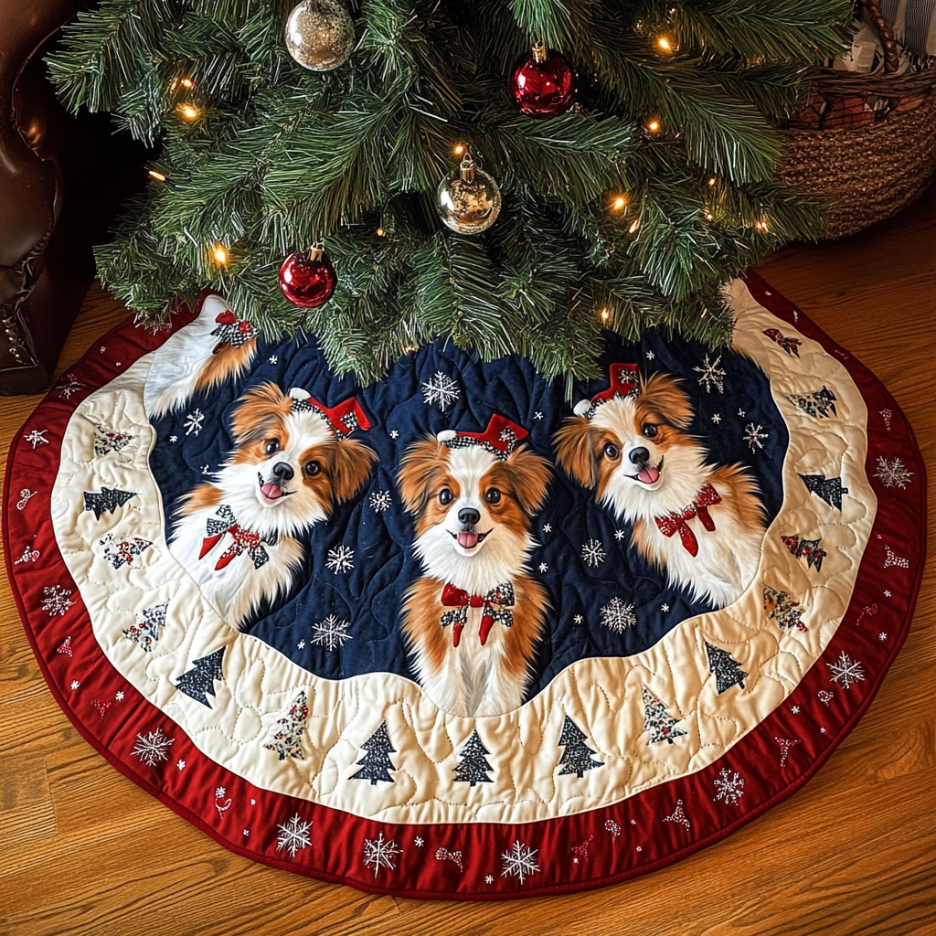 Papillon Holiday Spirit Christmas Quilted Tree Skirt NCU0DK1772