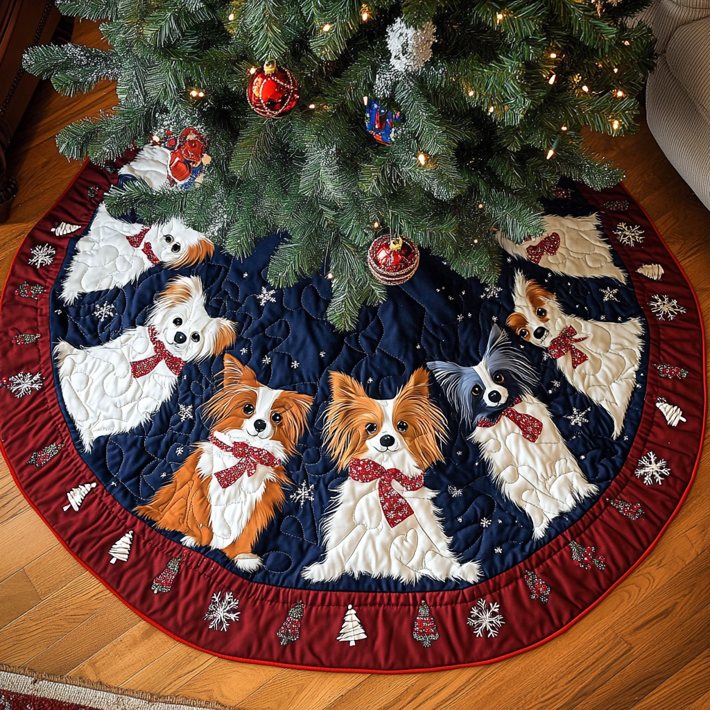 Papillon Xmas Joy Christmas Quilted Tree Skirt NCU0DK1771