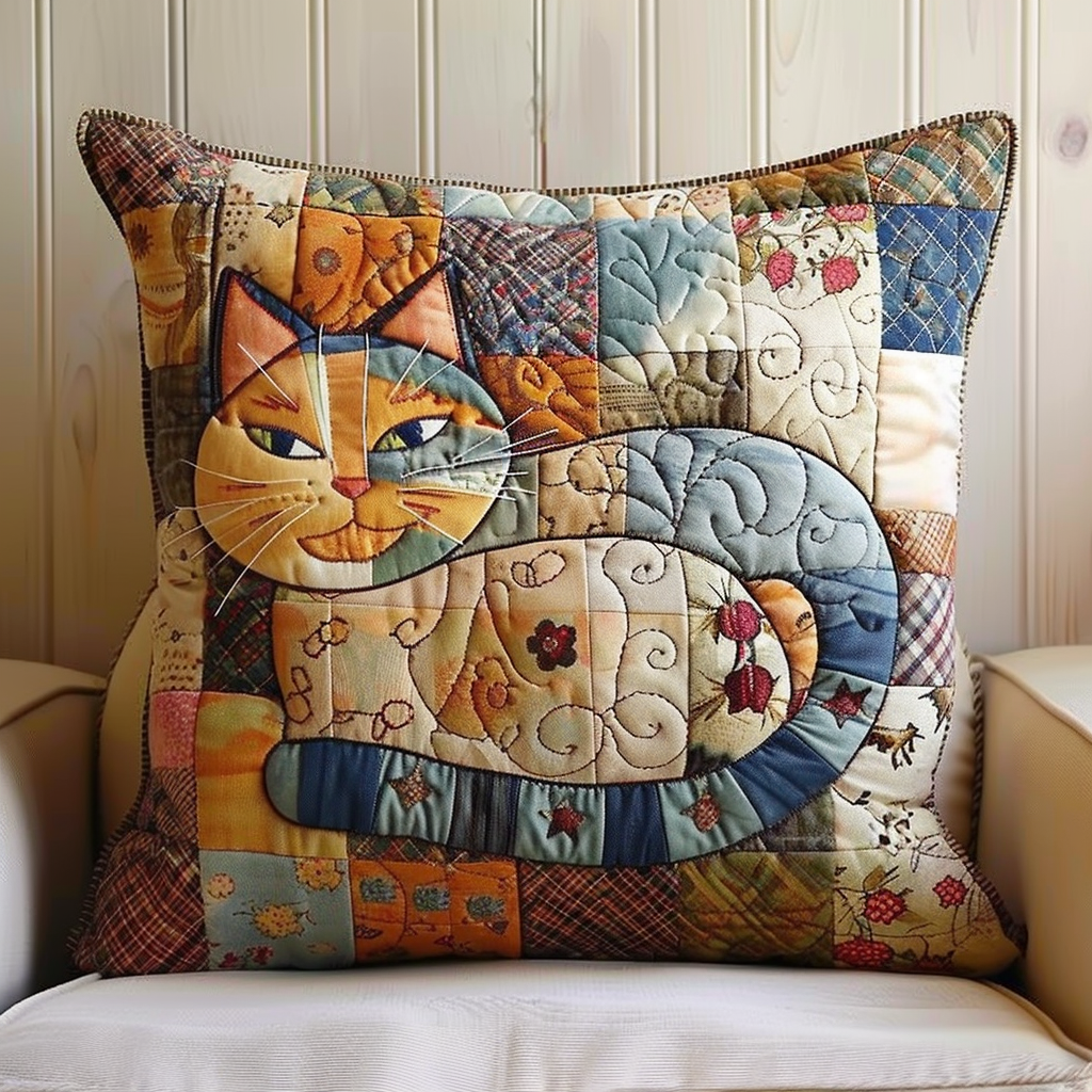 Patchwork Purr Quilted Pillow Case NCU0NT053