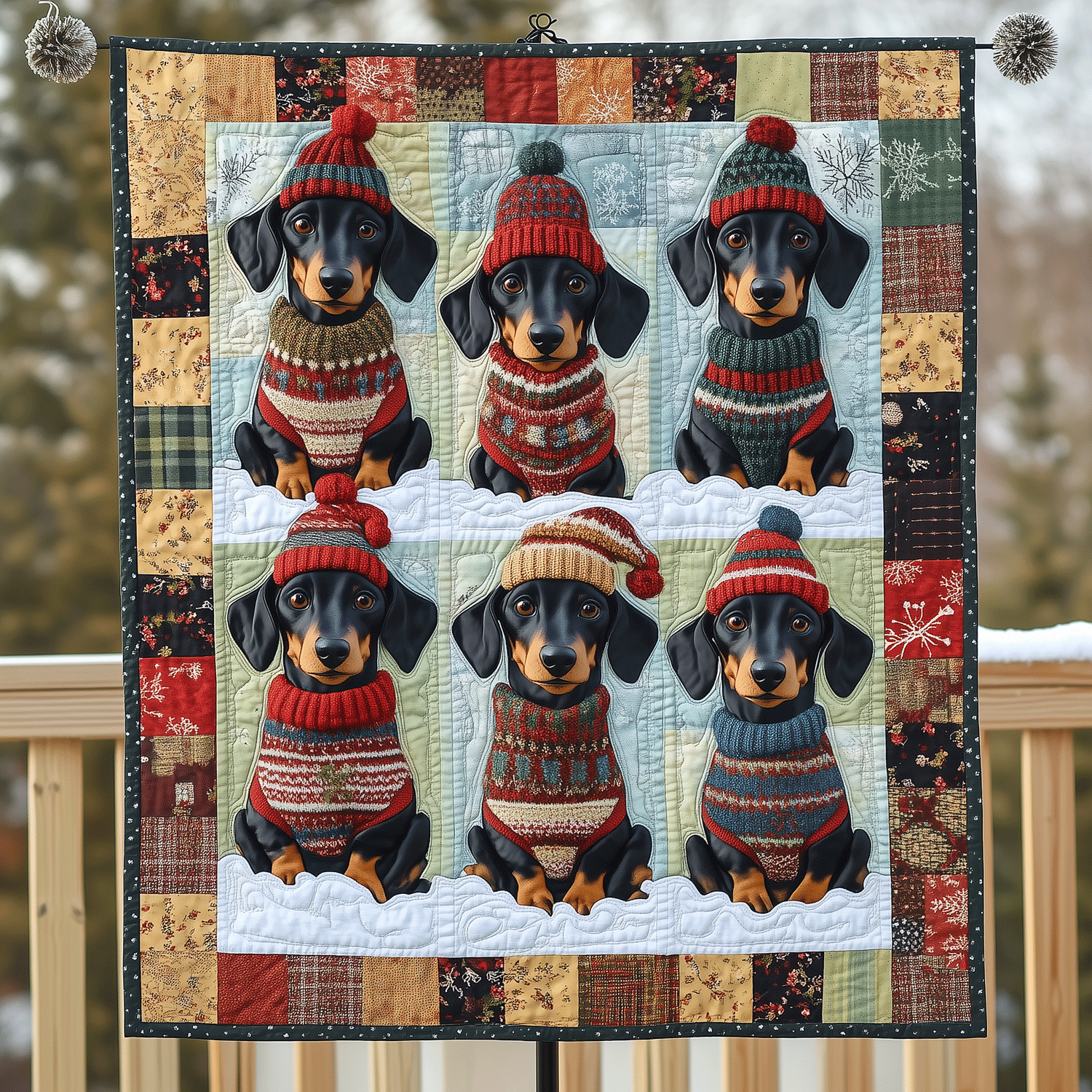 Paws and Pompoms Art Quilt Hanging NCU0TH1577