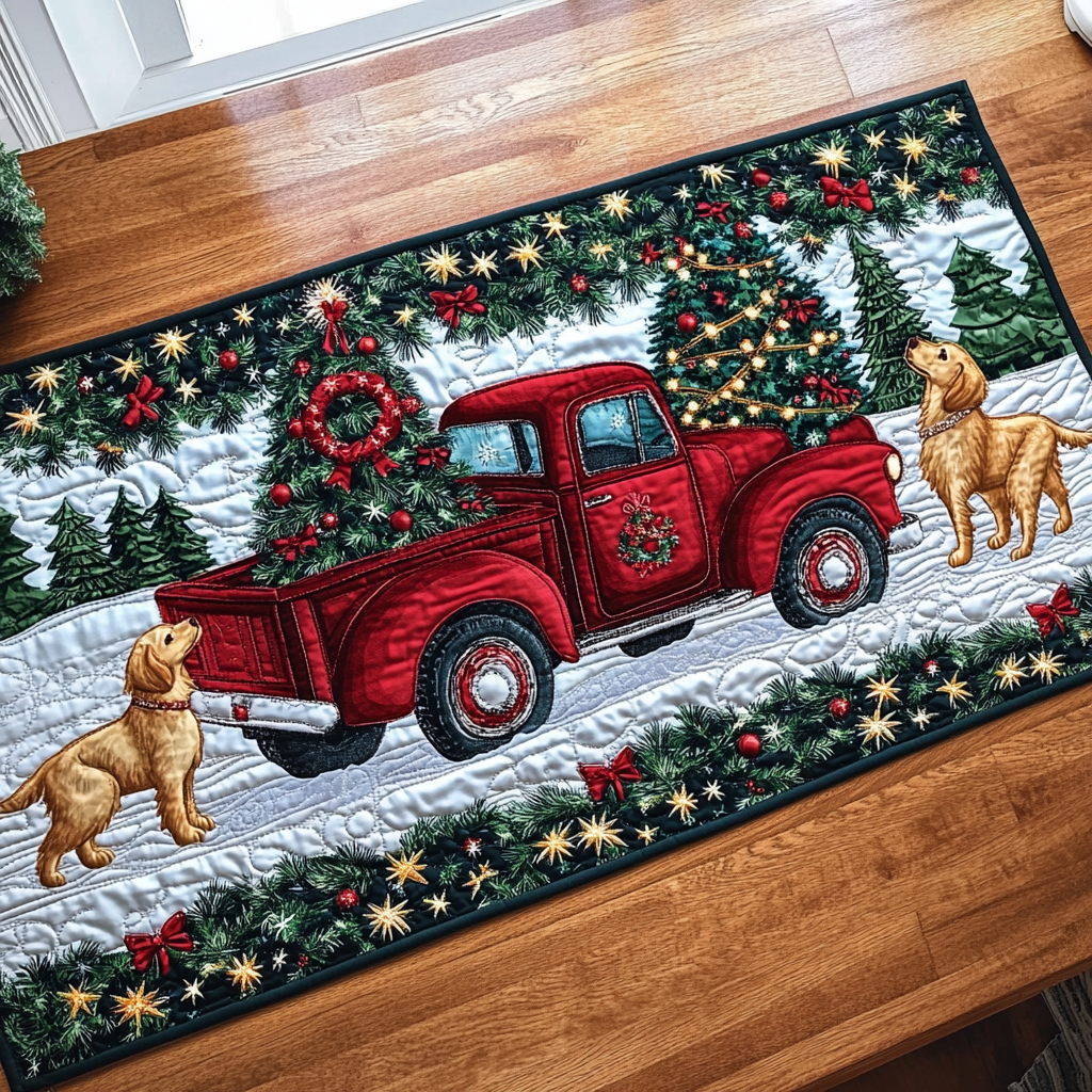 Paws and Snowflakes Quilted Table Runner NCU0DK1464