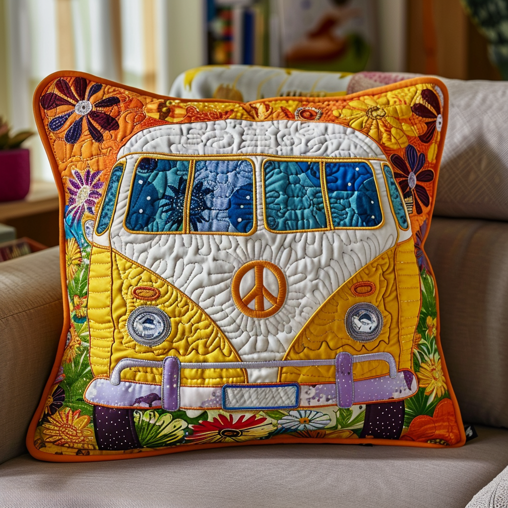 Peace Van Quilted Pillow Case NCU0TH347