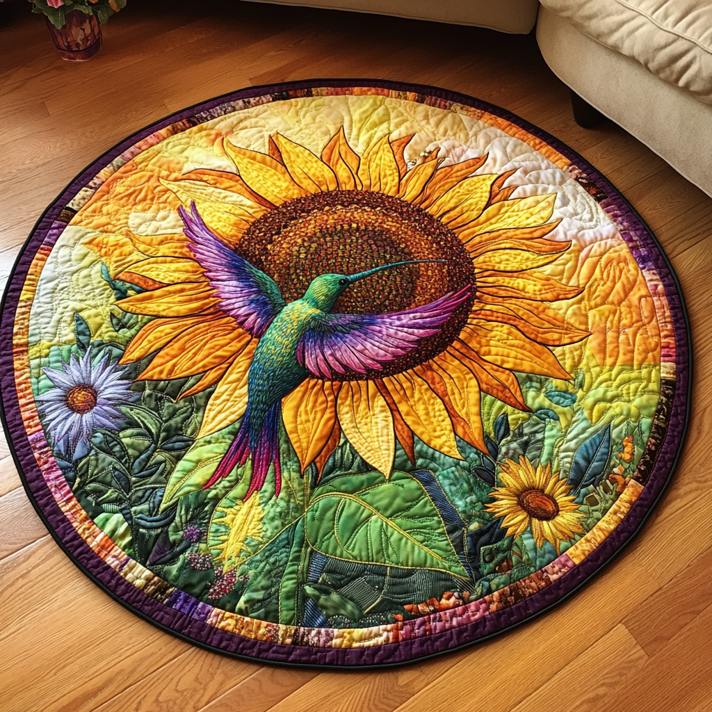 Petal Kissed Flight Quilted Round Mat NCU0DK1169