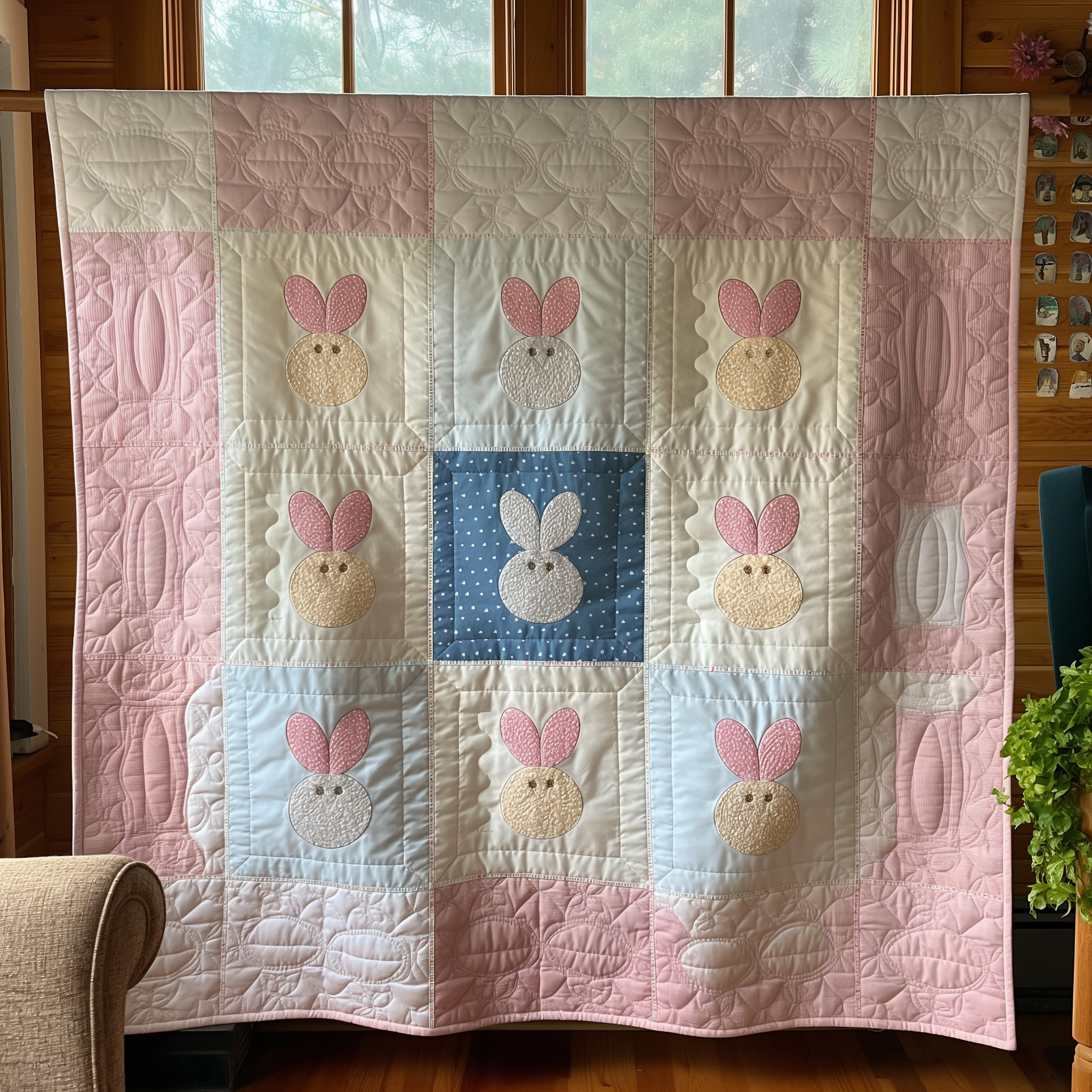 Pink Bunny Bliss Quilted Blanket NCU0TL281