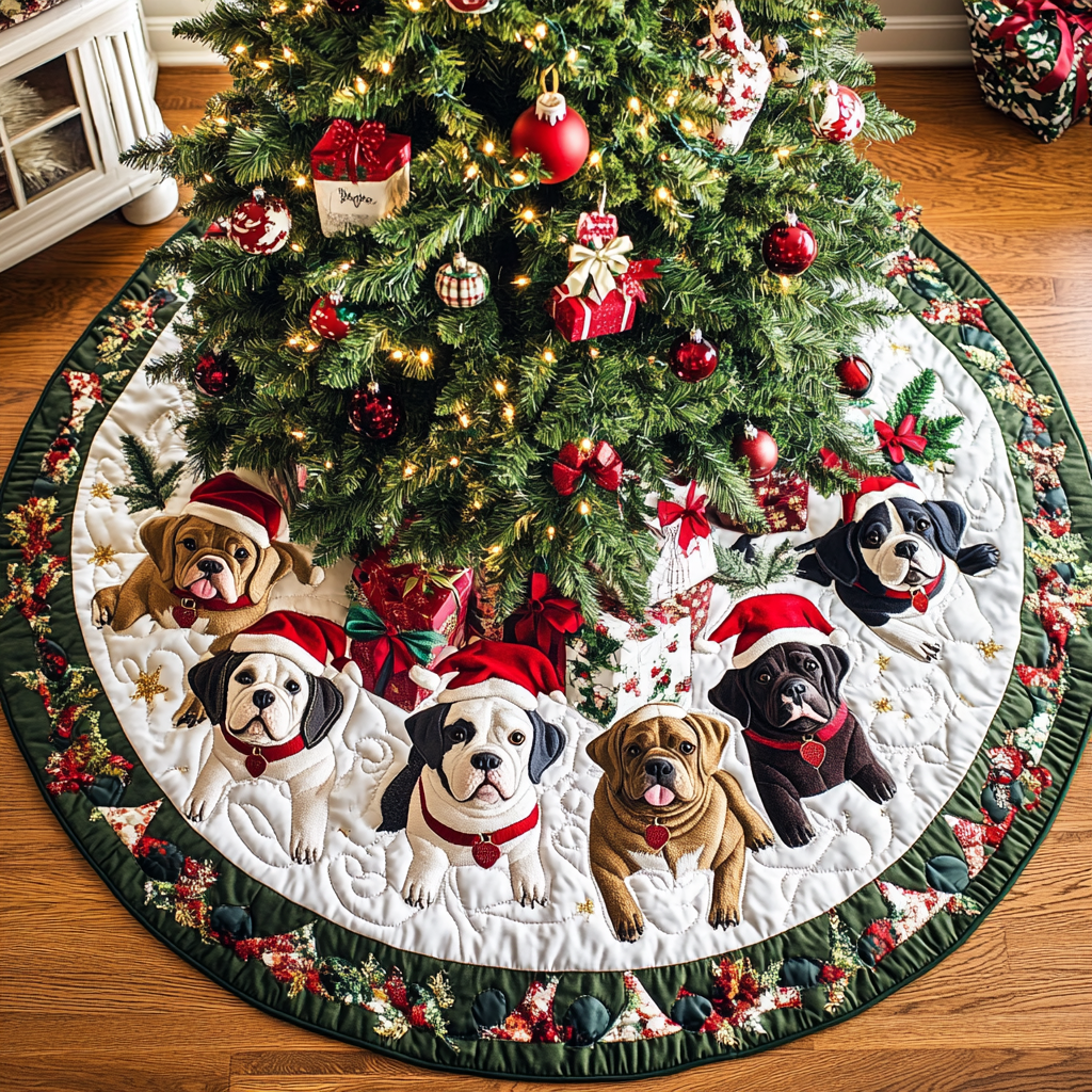 Pitbull Christmas Charm Christmas Quilted Tree Skirt NCU0DK1881