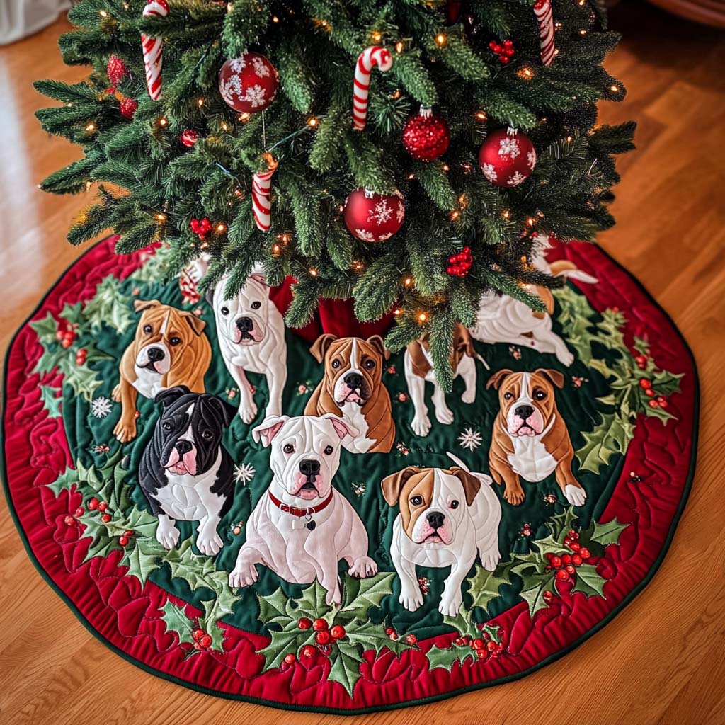 Pitbull Christmas Harmony Christmas Quilted Tree Skirt NCU0NT1887