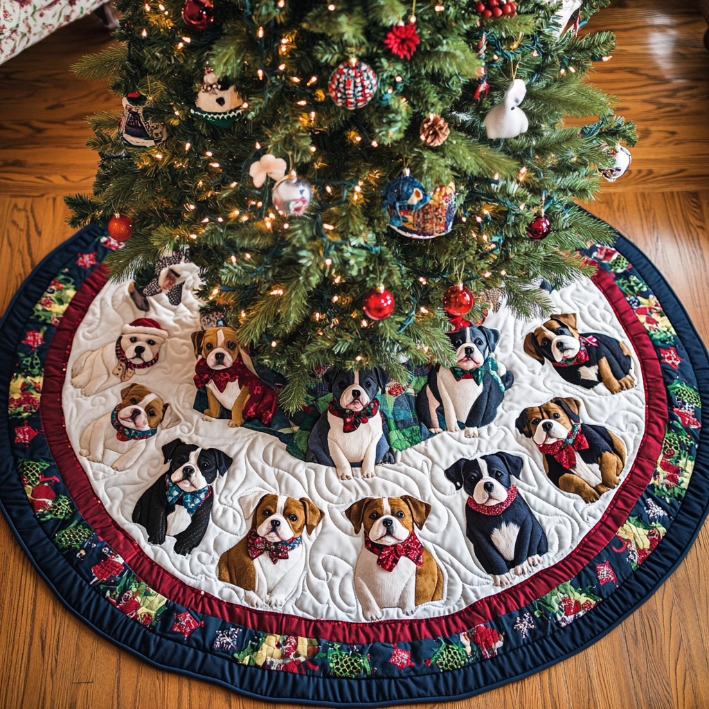 Pitbull Christmas Joy Christmas Quilted Tree Skirt NCU0DK1877