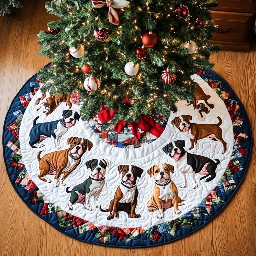 Pitbull Festive Joy Christmas Quilted Tree Skirt NCU0NT1888