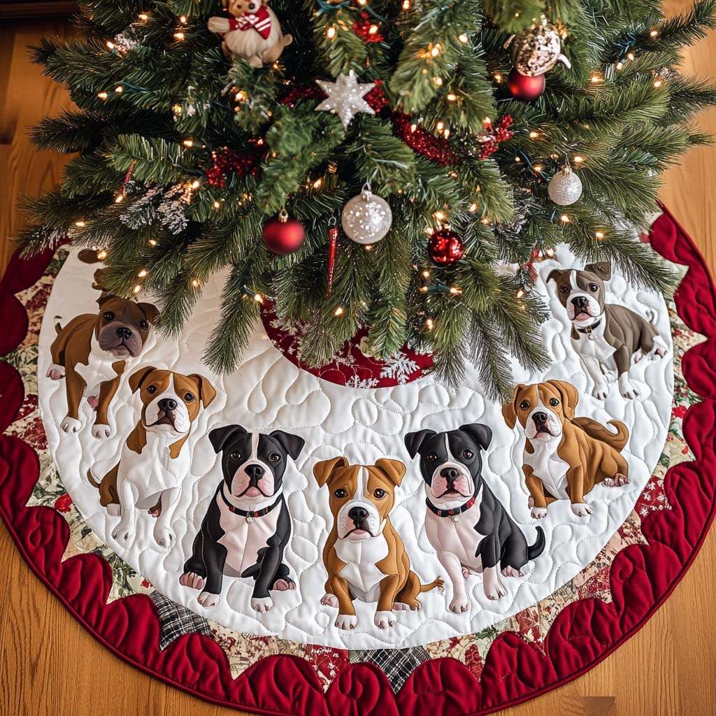 Pitbull Holiday Cheer Christmas Quilted Tree Skirt NCU0NT1889