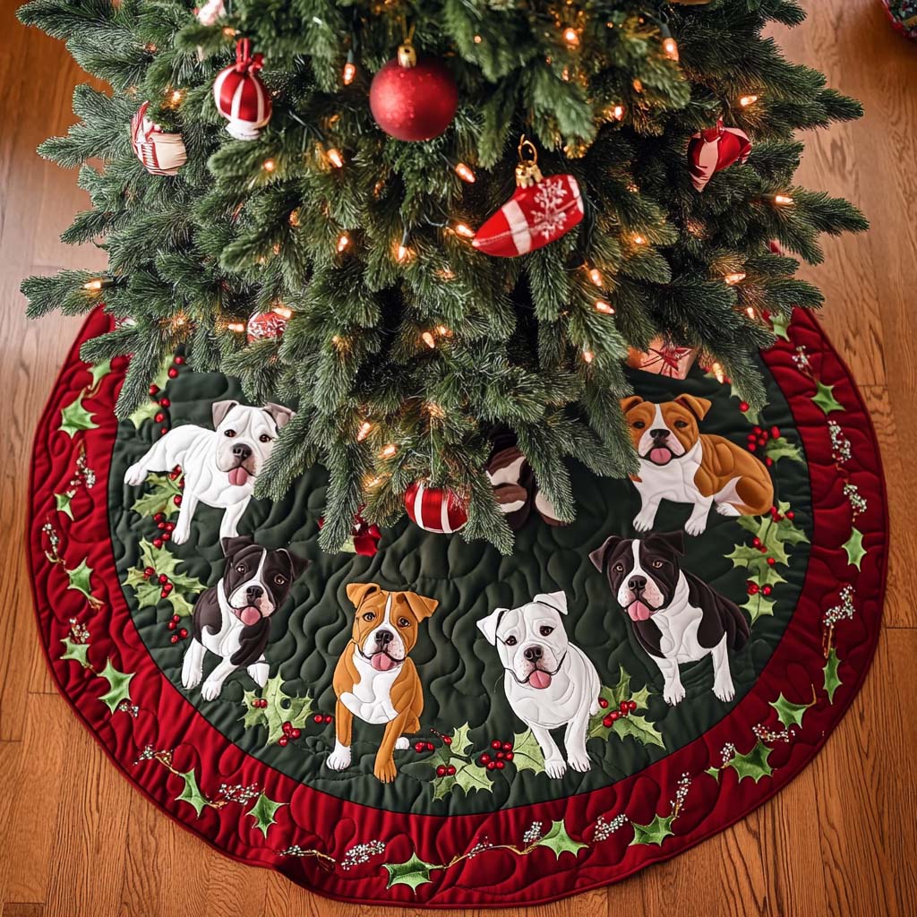 Pitbull Holly Jolly Christmas Quilted Tree Skirt NCU0NT1890