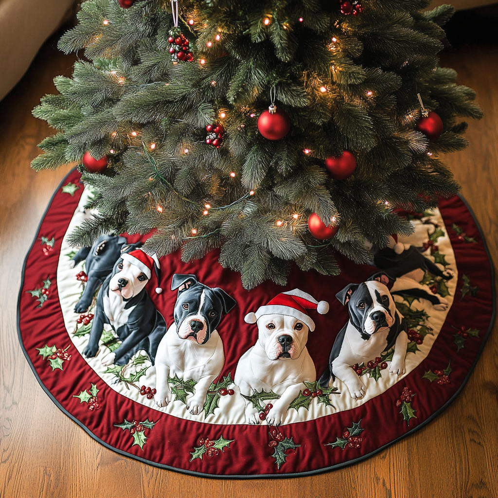 Pitbull Xmas Joy Christmas Quilted Tree Skirt NCU0DK1879