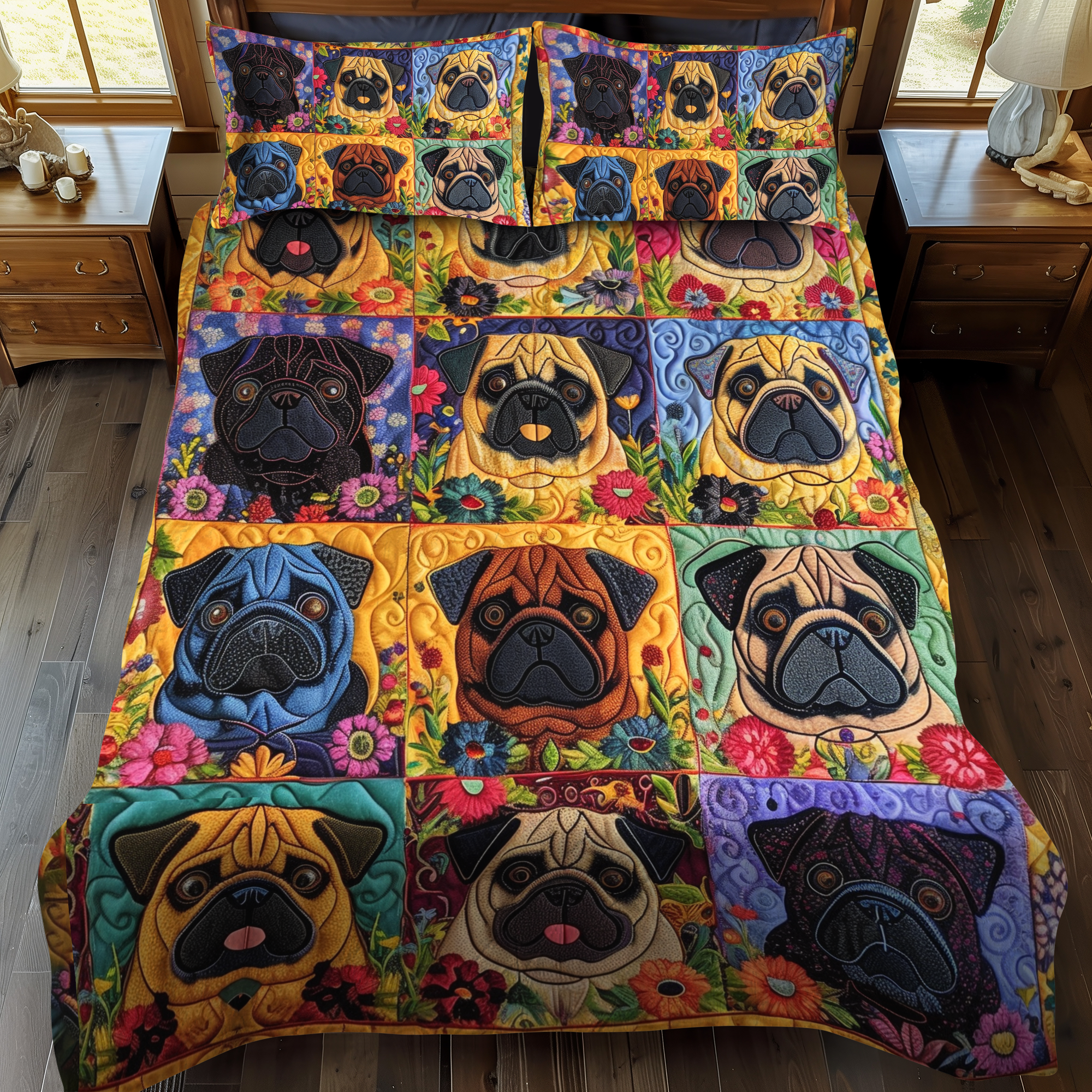 Pug 3-Piece Quilted Bedding Set NCU0VT22