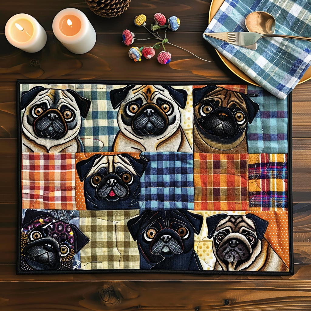 Playful Pugs Quilted Place Mat NCU0TH159