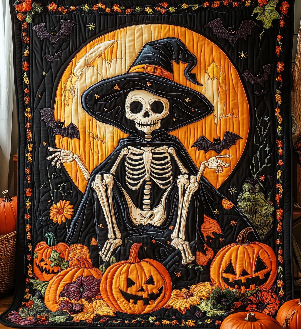 Playful Skeleton Quilted Blanket NCU0DV478