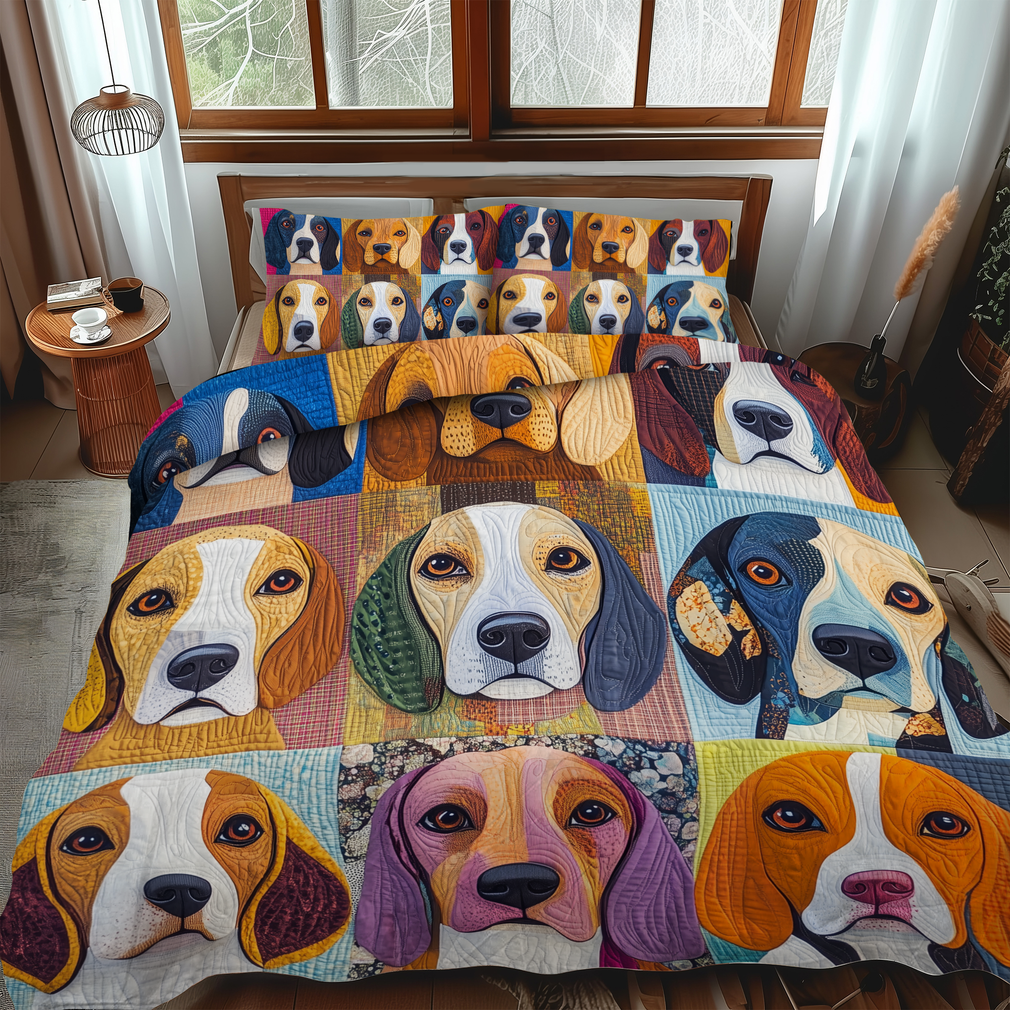 Playful Beagles 3-Piece Quilted Bedding Set NCU0VL414