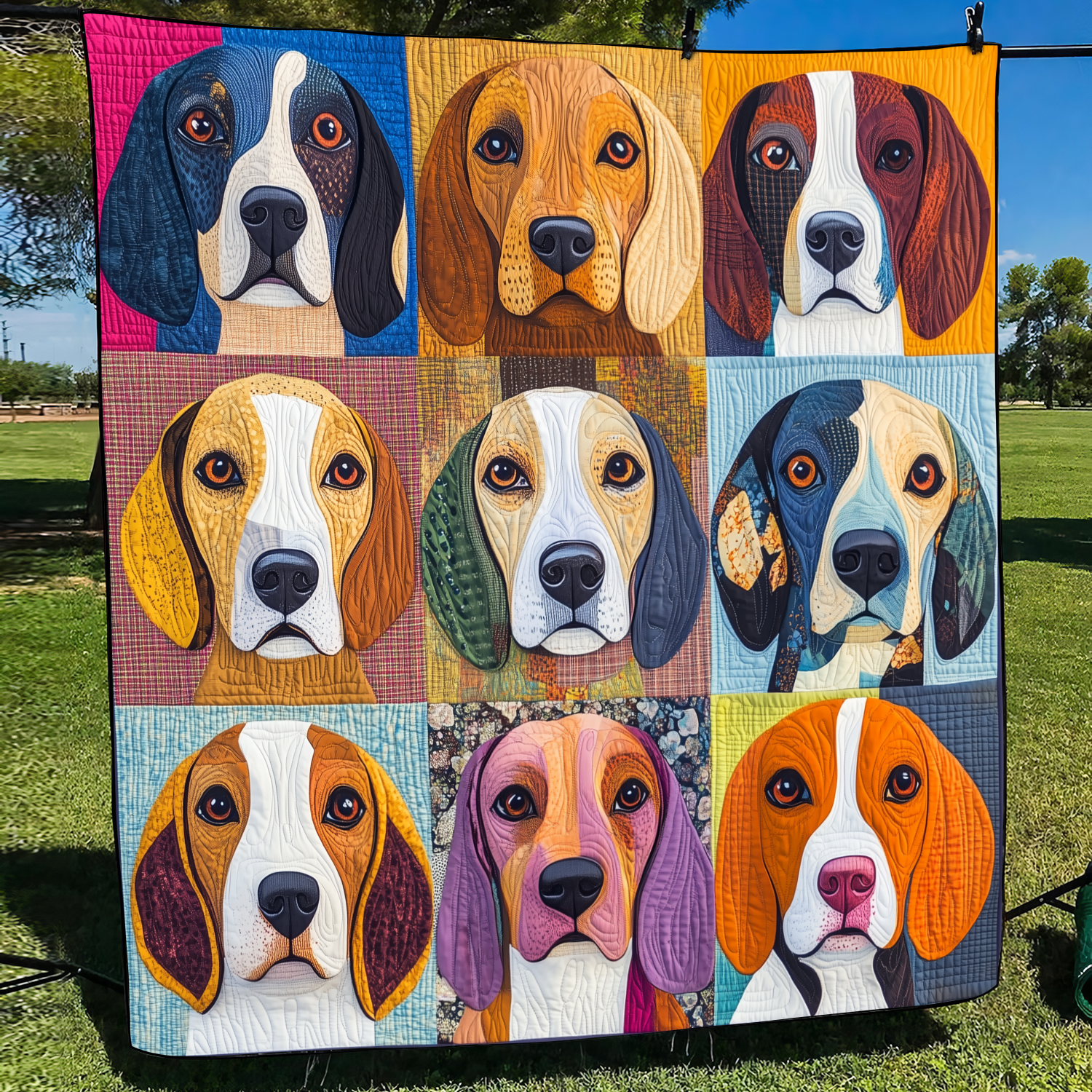 Playful Beagles Quilted Blanket NCU0VL426