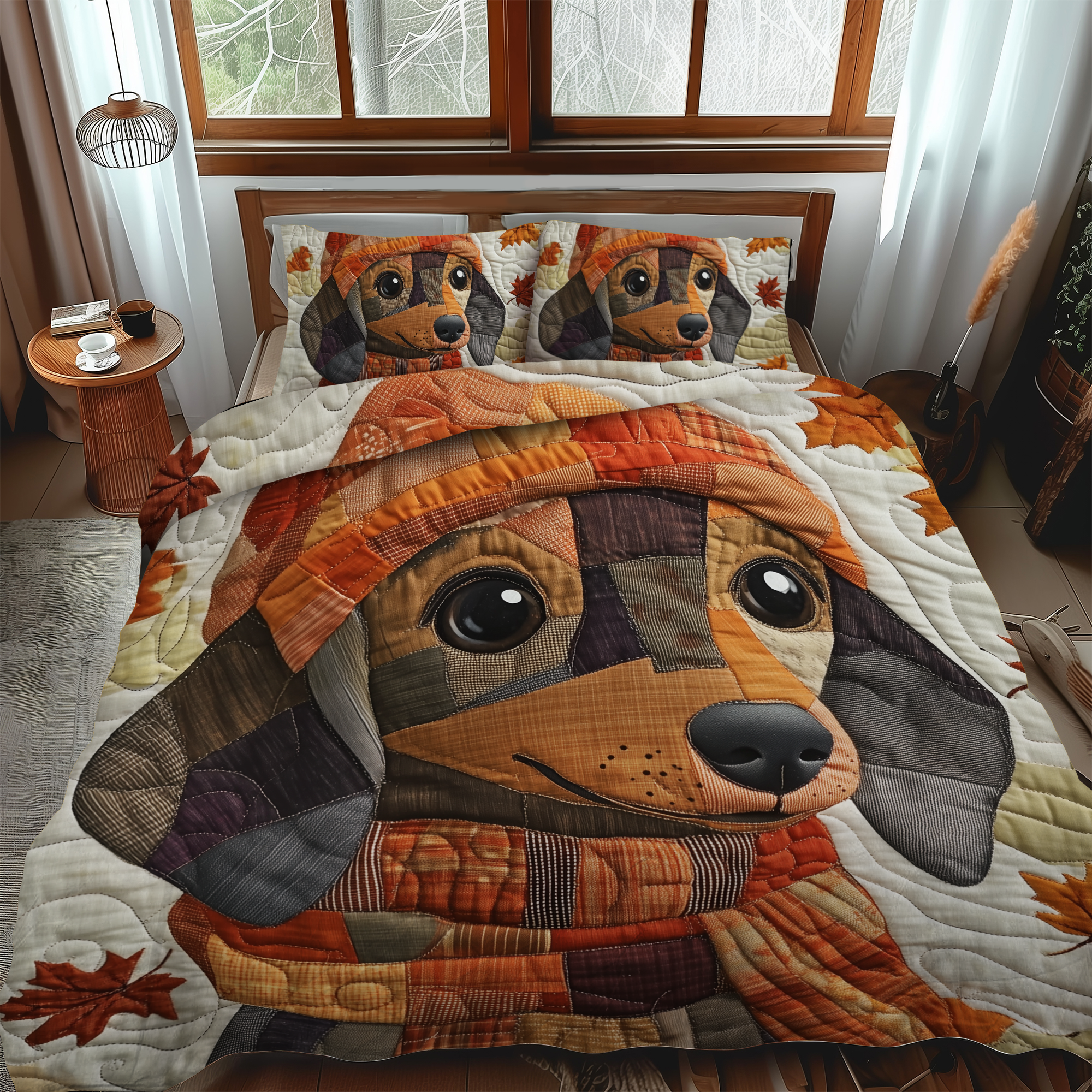 Playful Dachshunds 3-Piece Quilted Bedding Set NCU0VL438