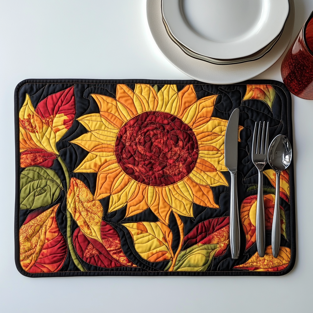 Playful Sunflowers Quilted Placemat NCU0VL396