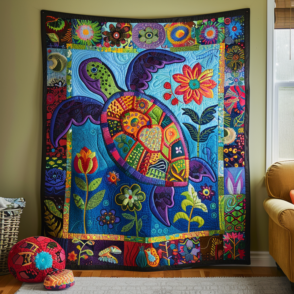 Playful Turtles Quilted Blanket NCU0VL228