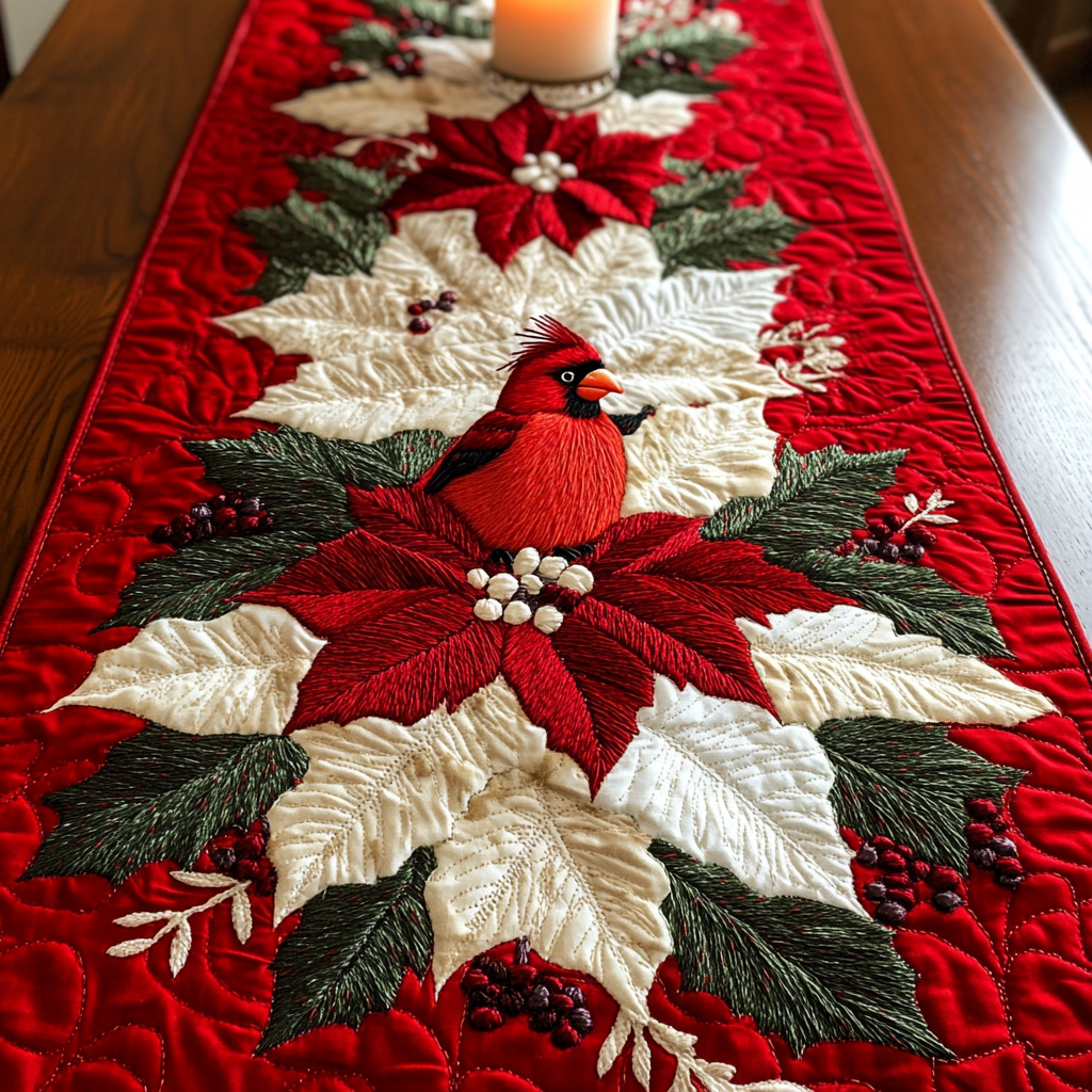 Poinsettia Cardinal Table Runner NCU0VH094