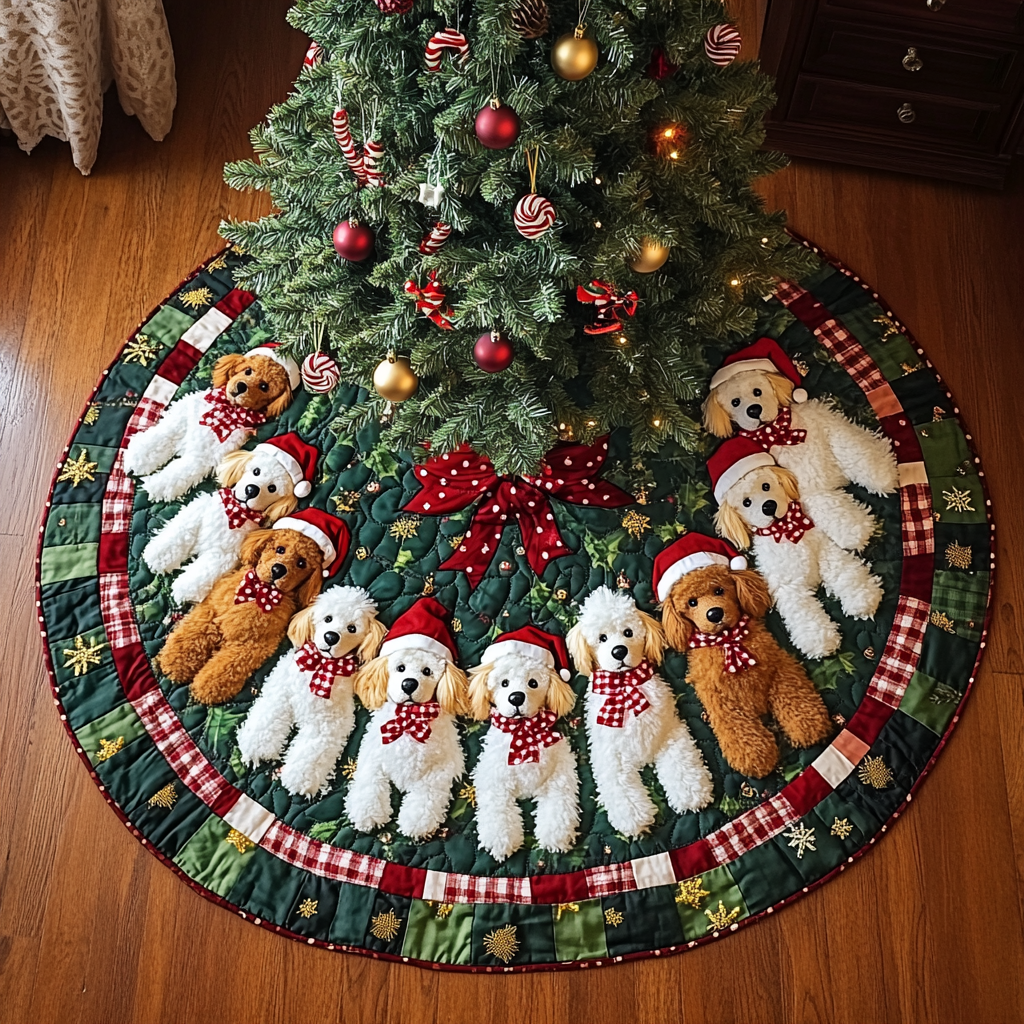 Poodle Noel Christmas Quilted Tree Skirt NCU0DK1756