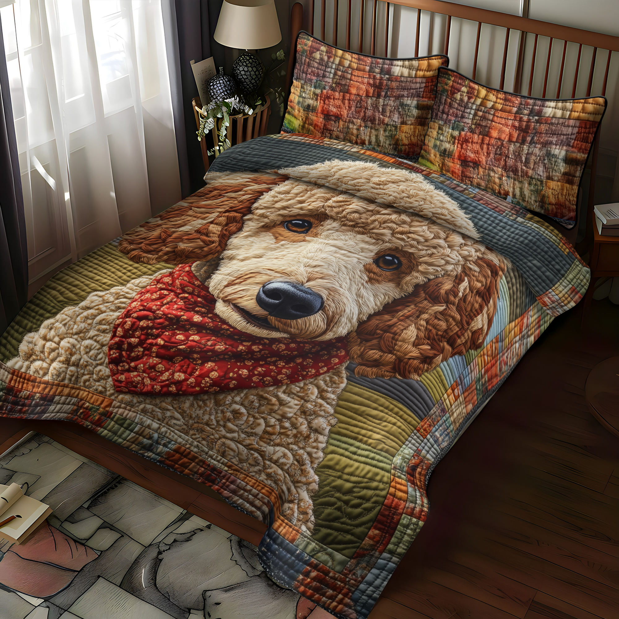 Poodle Pizzazz 3-Piece Quilted Bedding Set NCU0DK1701