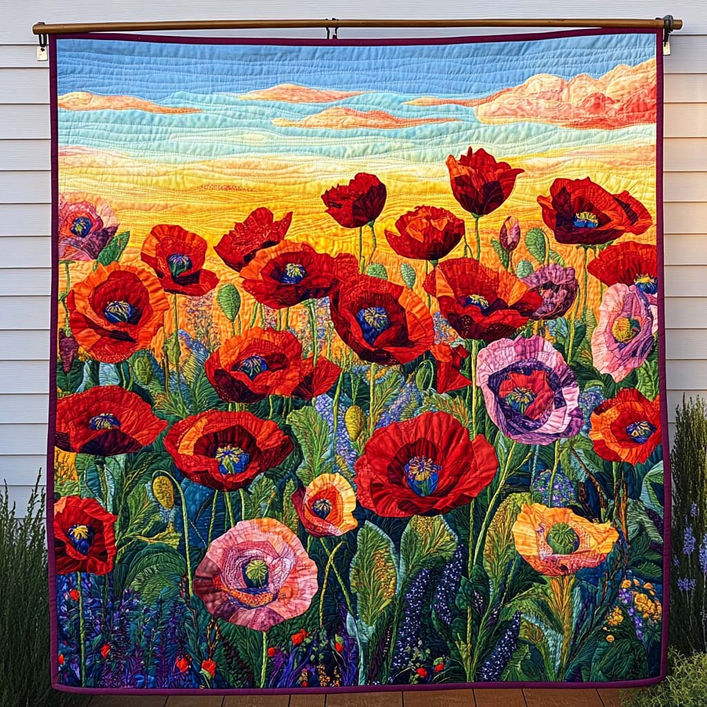 Poppy Field Quilted Blanket NCU0NT786