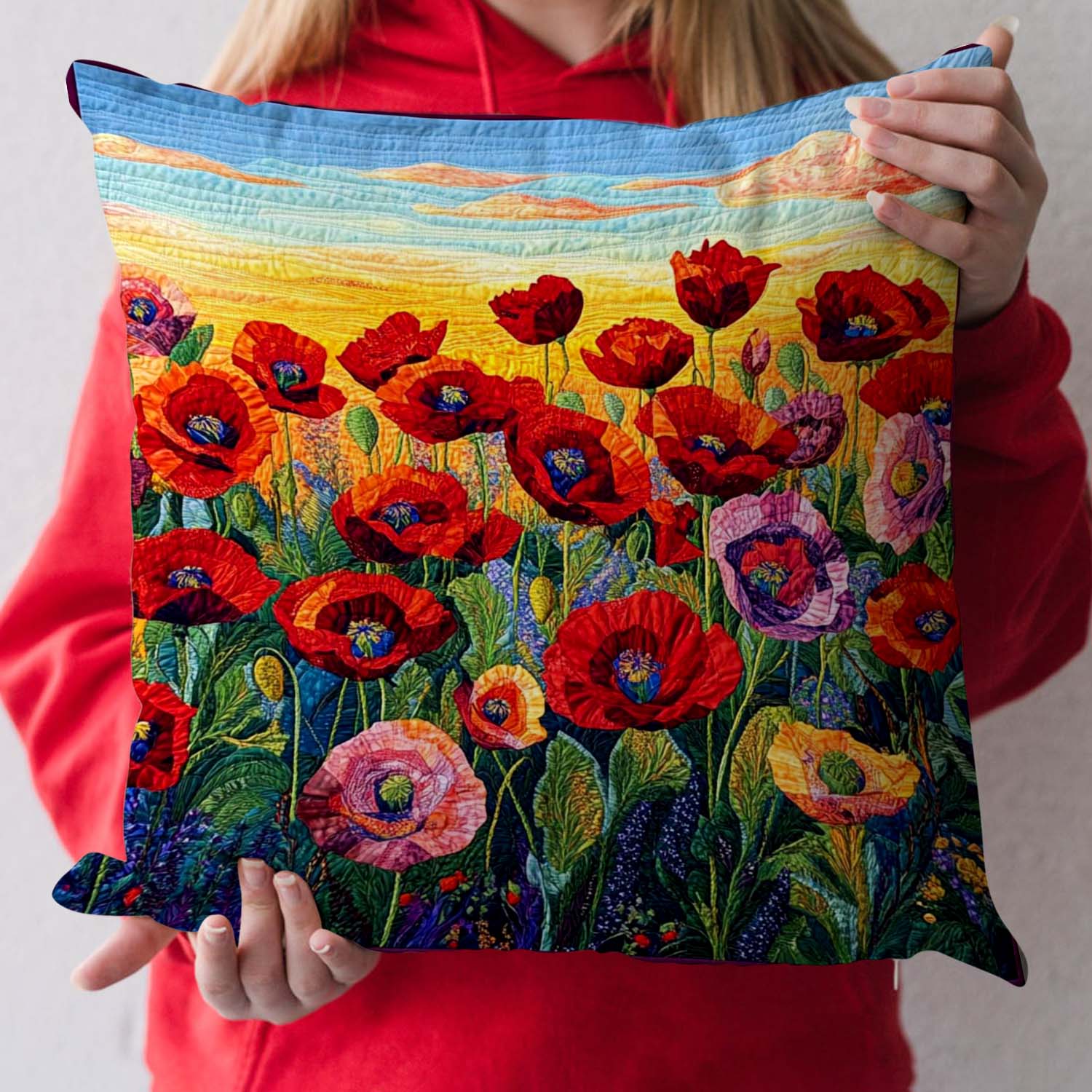 Poppy Field Quilted Pillow Case NCU0NT1087