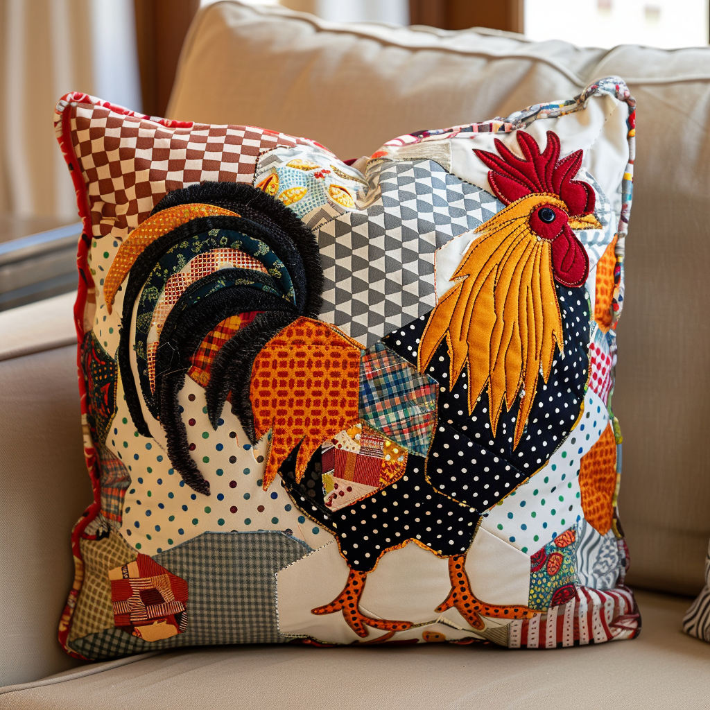 Poultry Patchwork Quilted Pillow Case NCU0PT303