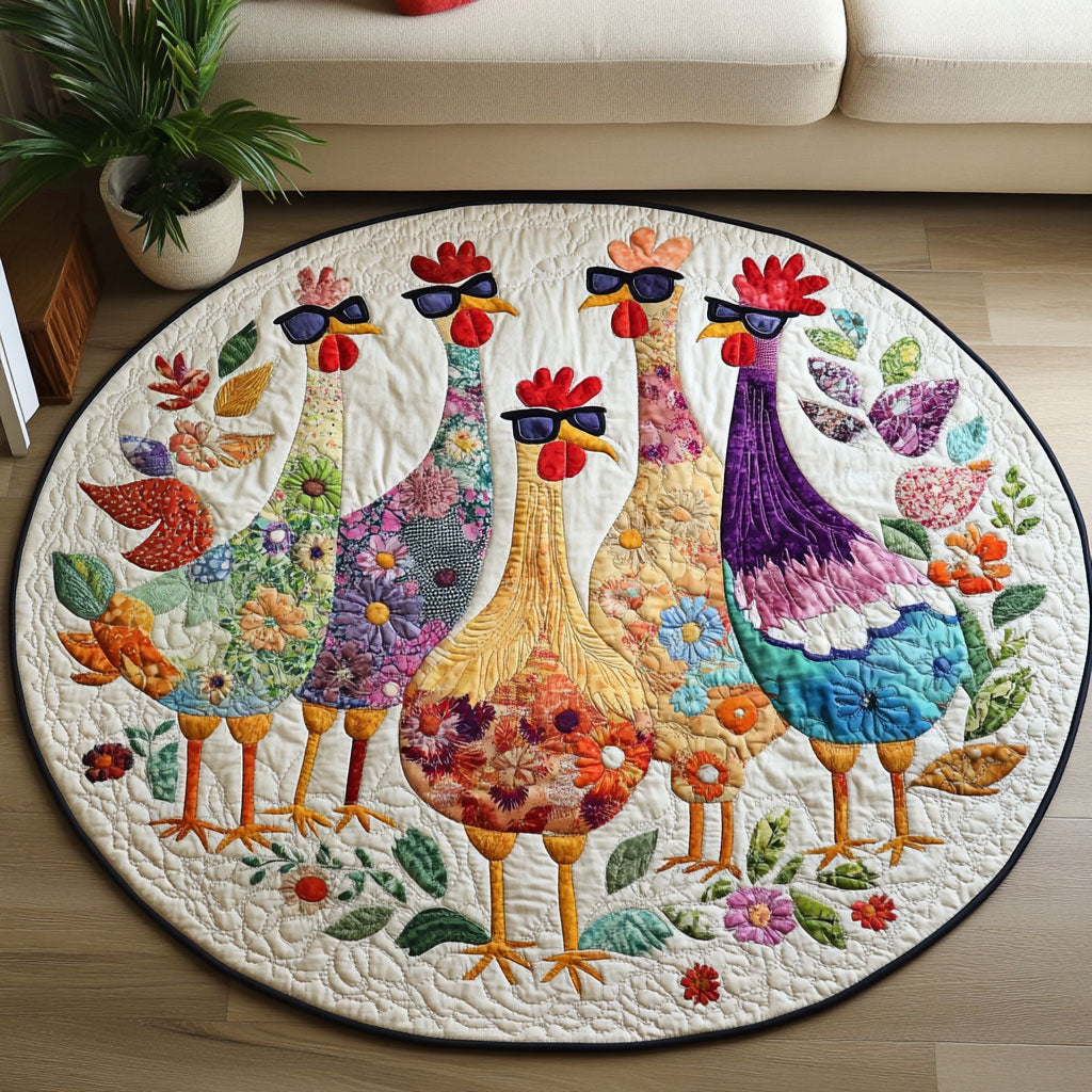 Poultry Patch Quilted Round Mat NCU0PT967