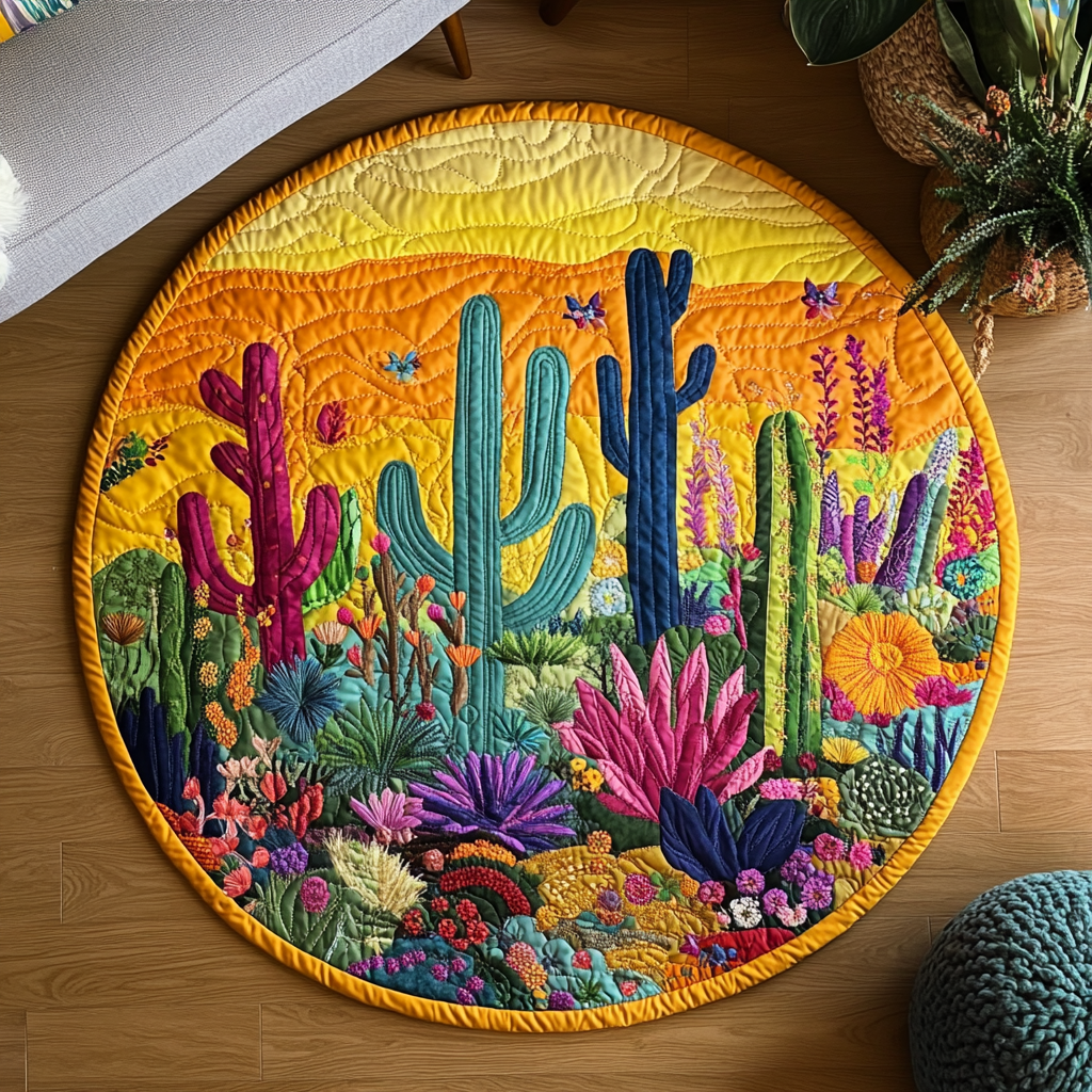 Prickly Beauty Haven Quilted Round Mat NCU0PD887