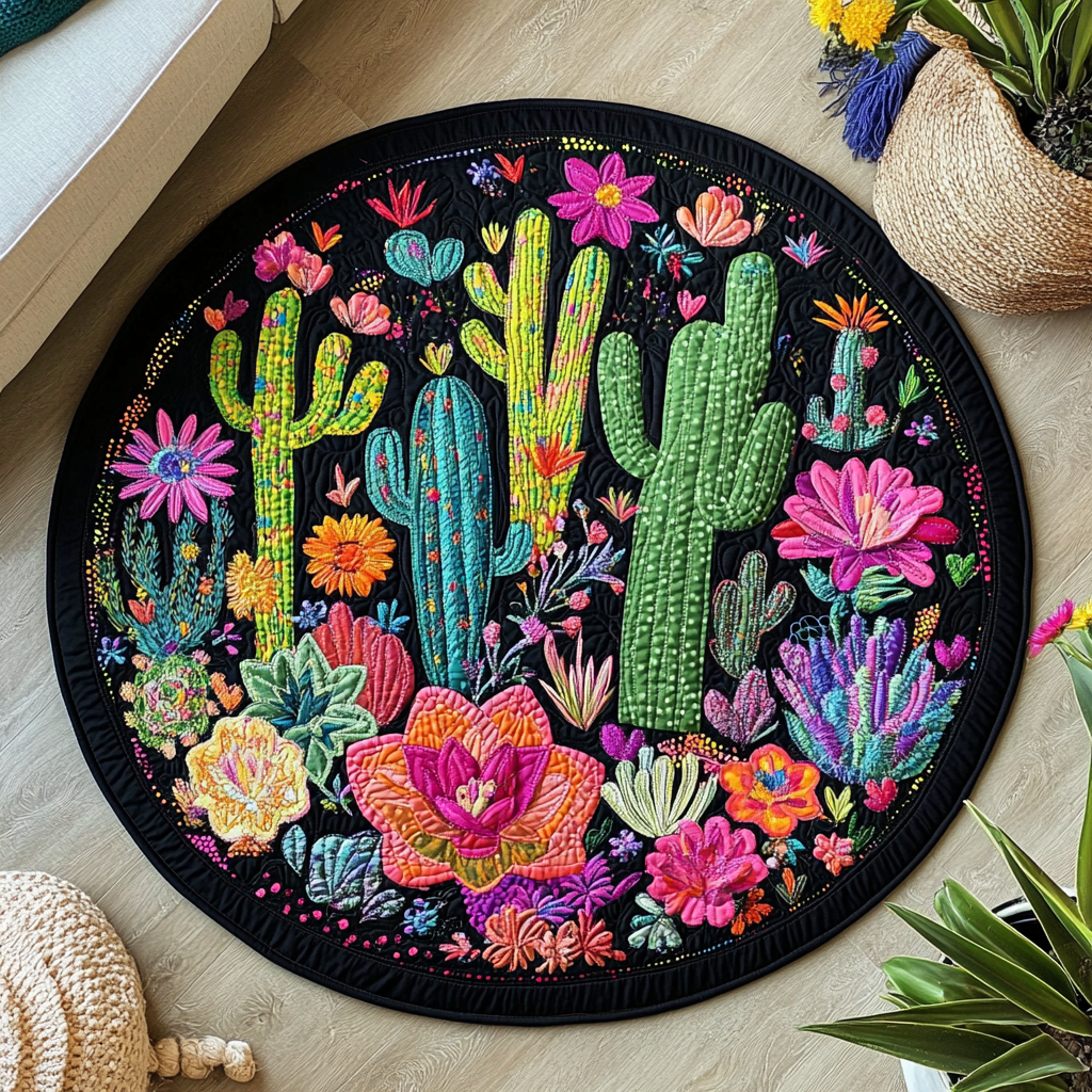 Prickly Pear Oasis Quilted Round Mat NCU0PD882