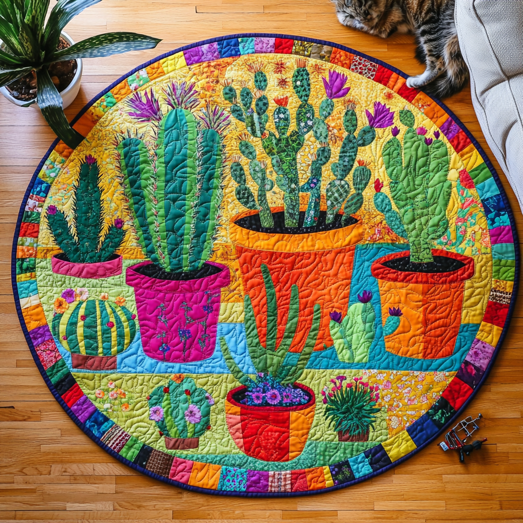 Prickly Pear Sanctuary Quilted Round Mat NCU0PD902