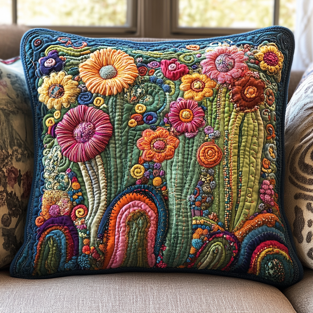 Psychedelic Cactus Quilted Pillow Case NCU0DV1204