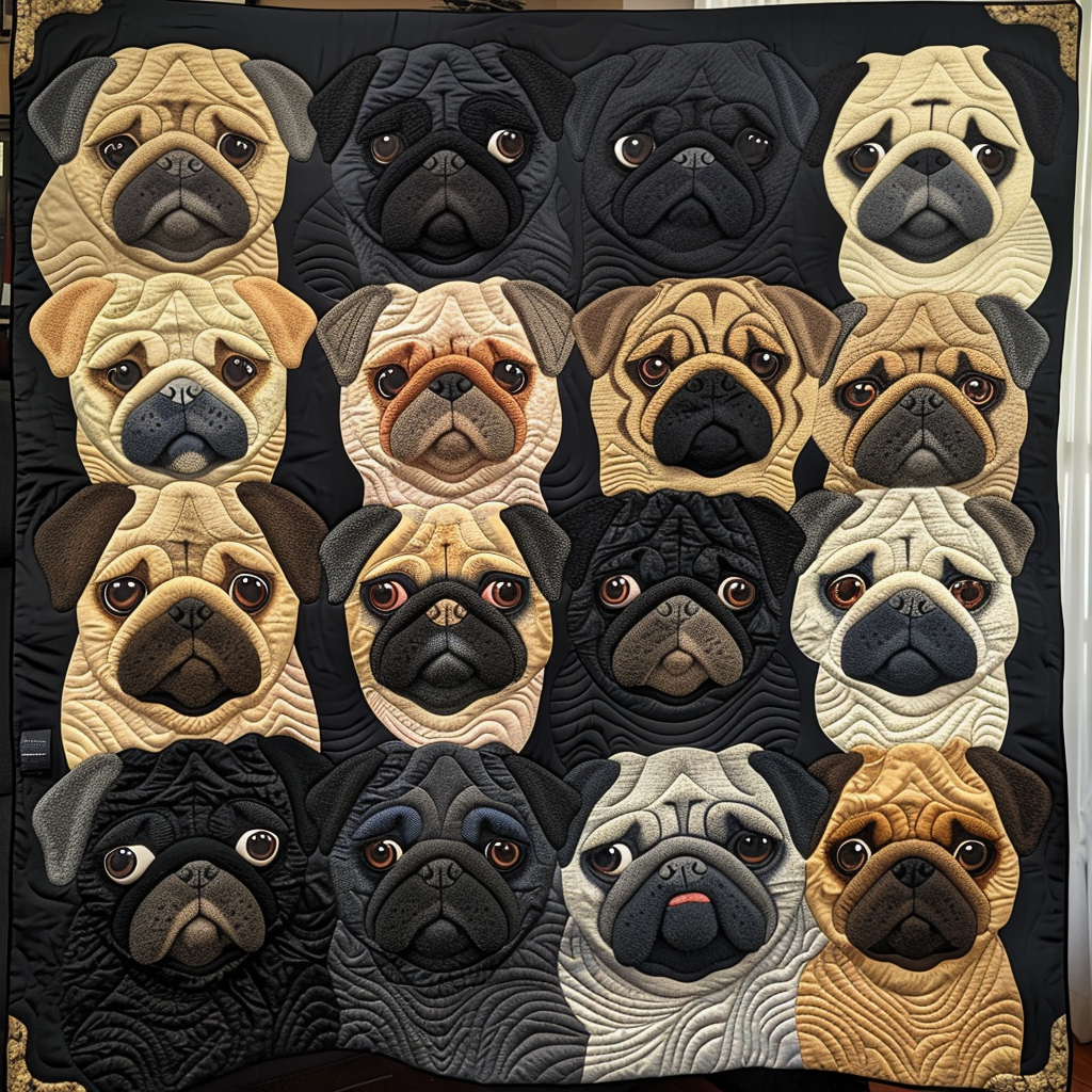 Pug Garden Quilted Blanket NCU0DV300