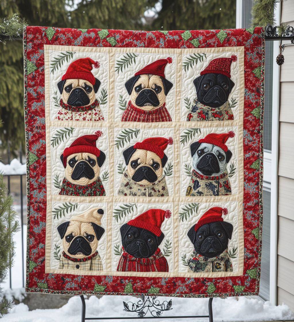 Pug Christmas Magic Quilted Blanket NCU0VL574