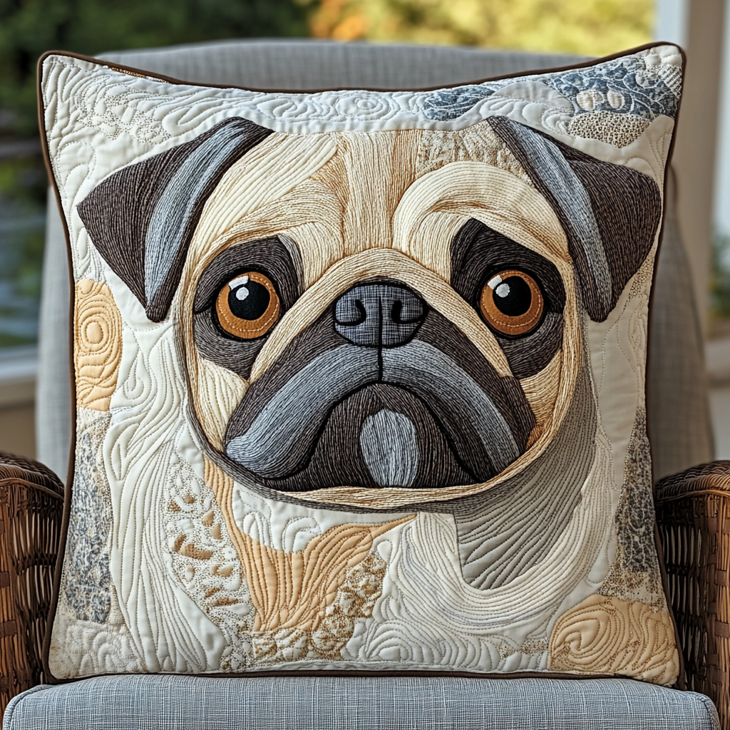 Pug Face Fantasy Quilted Pillow Case NCU0TL1824