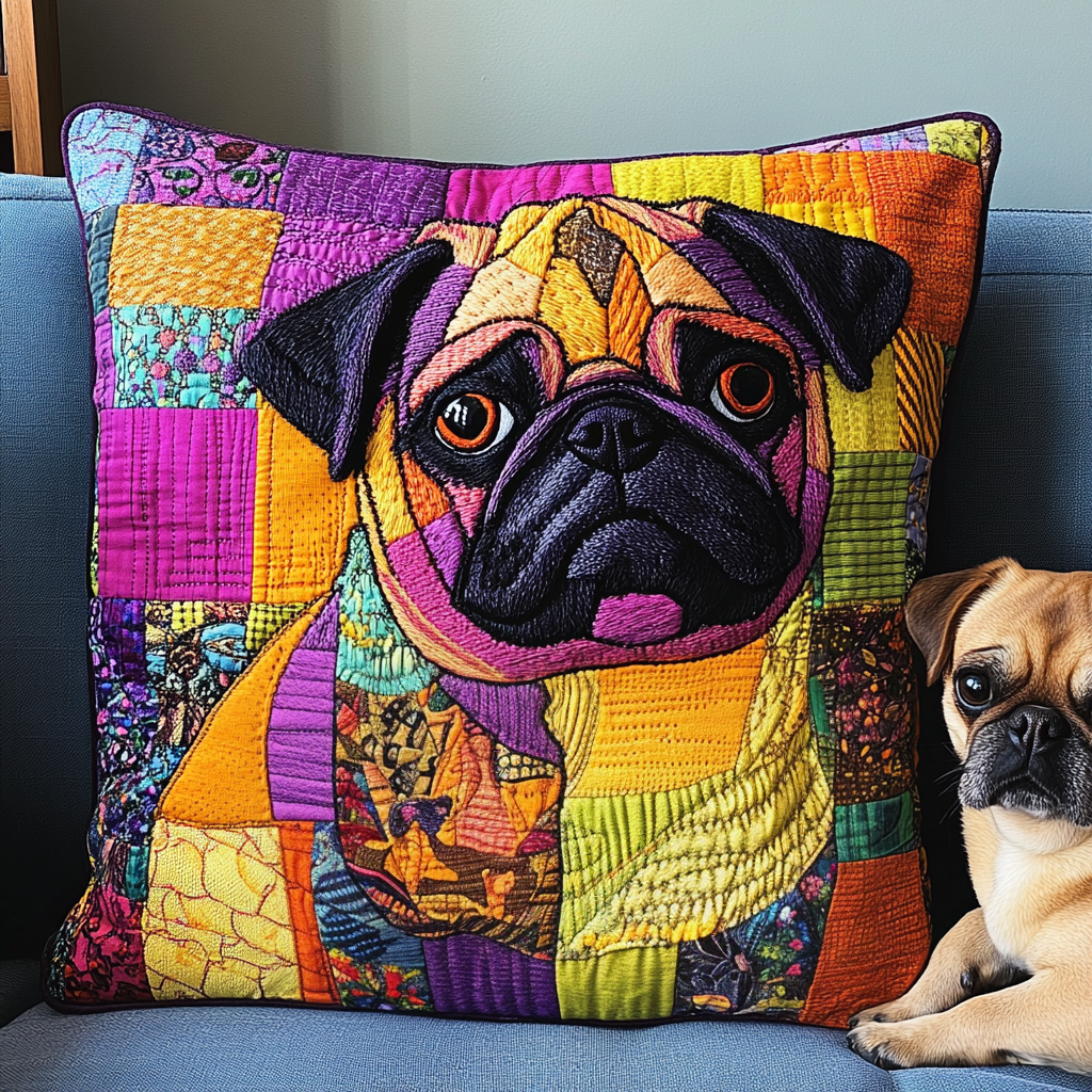 Pug Face Fun Quilted Pillow Case NCU0TL1819