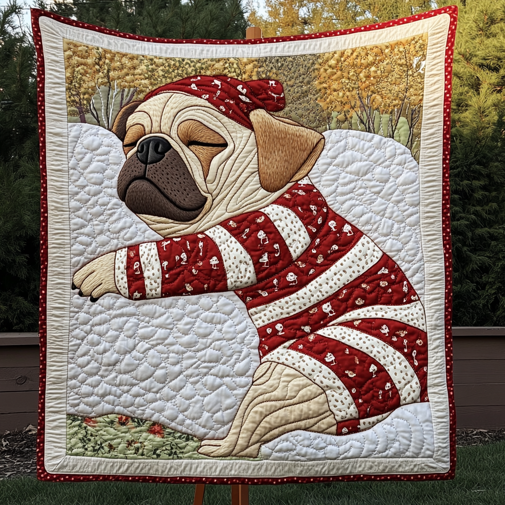 Pug Hugs And Kisses Quilted Blanket NCU0DK1395