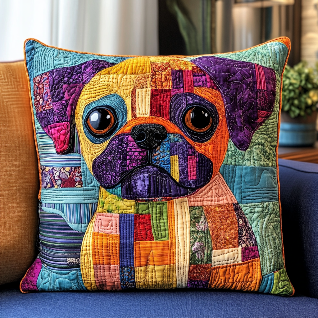 Pug Portrait Quilted Pillow Case NCU0TL1816