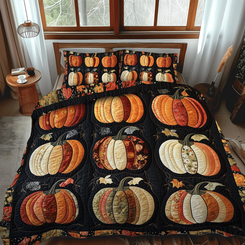 Pumkin Fest 3-Piece Quilted Bedding Set NCU0TH1859