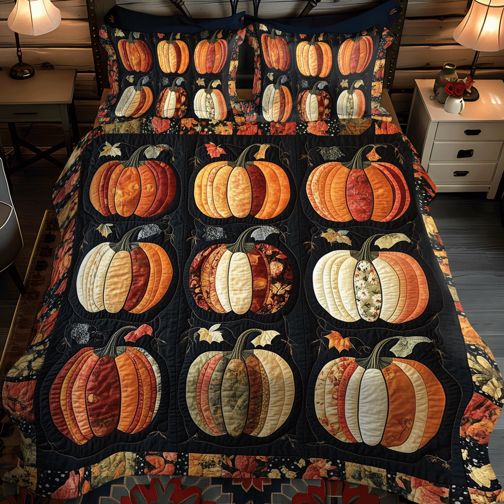 Pumkin Fest 3-Piece Quilted Bedding Set NCU0TH1859