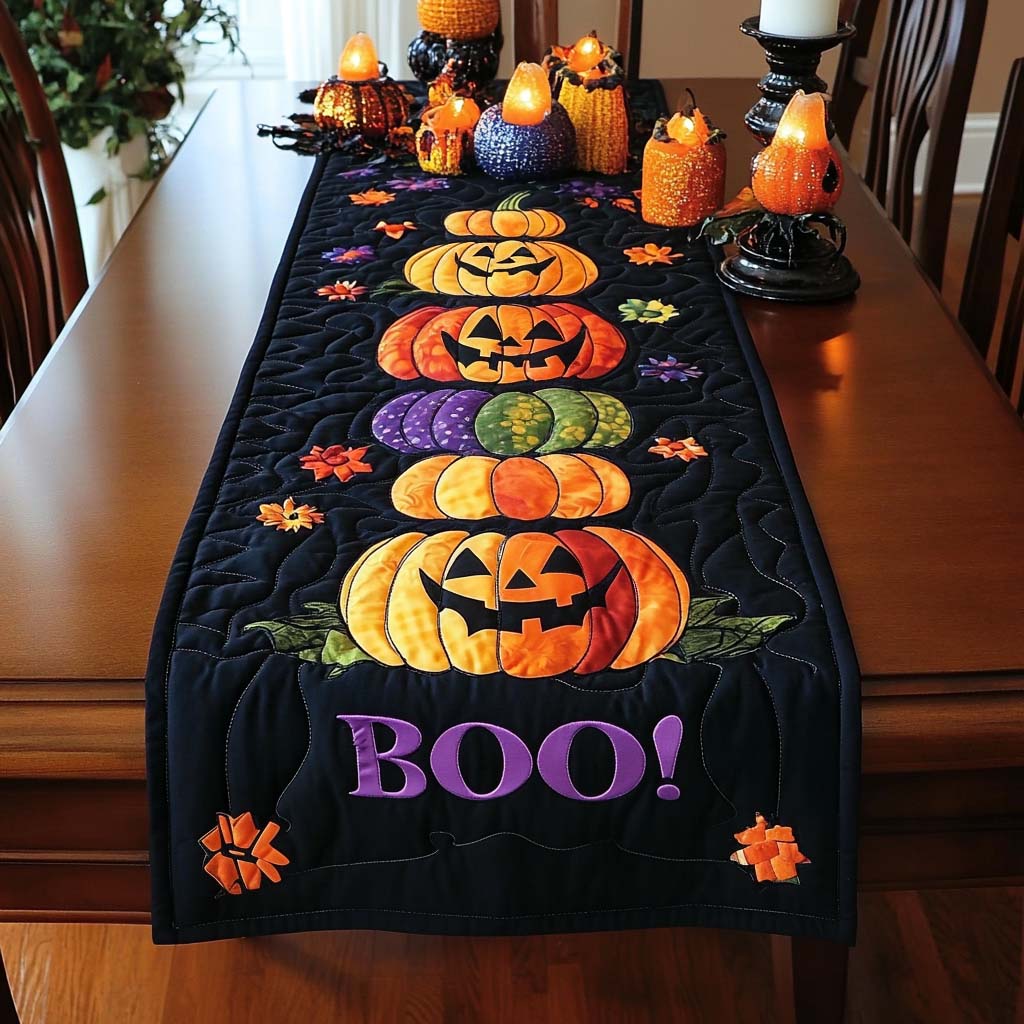 Pumpkin Parade Quilted Table Runner NCU0NT711