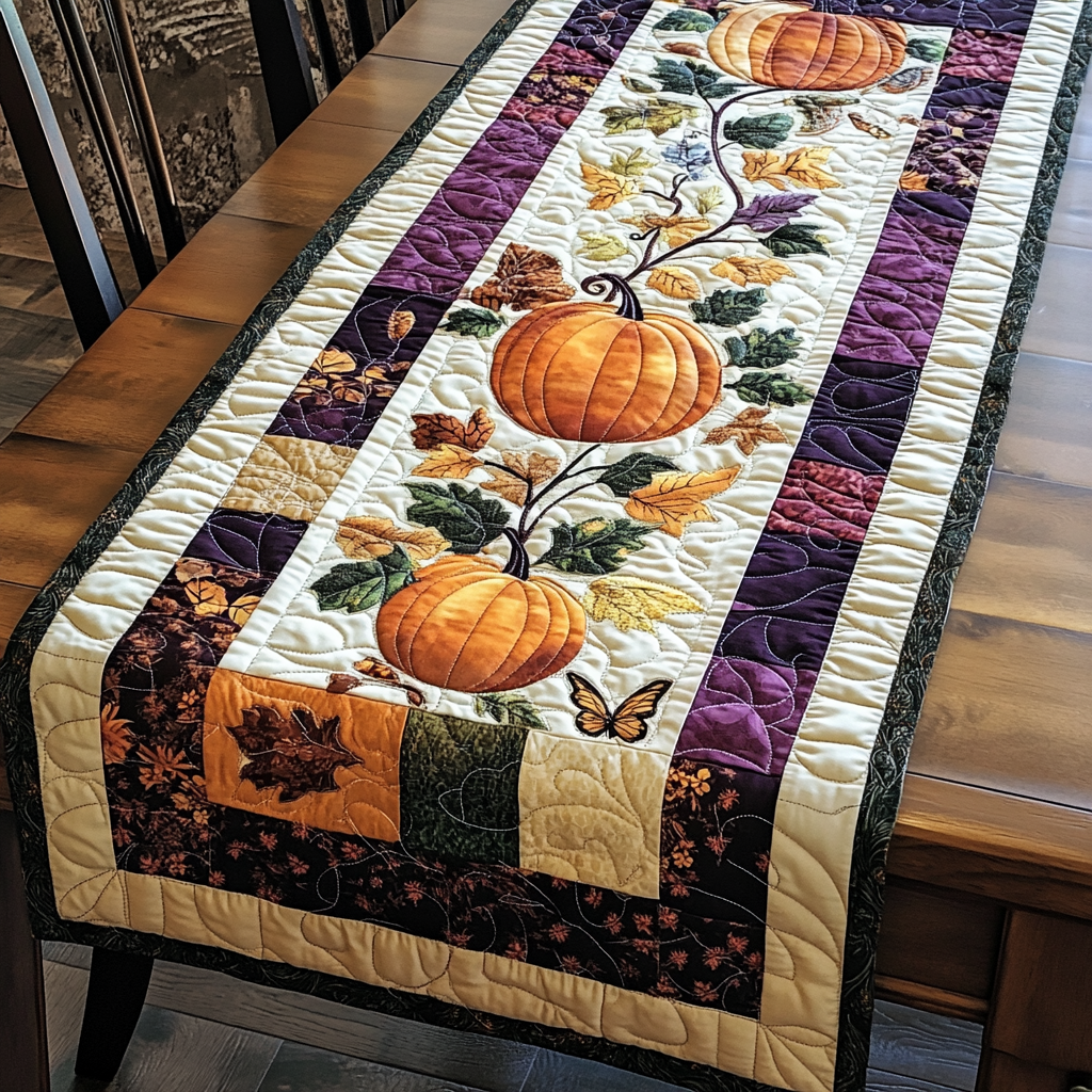 Pumpkin Charm Days Quilted Table Runner NCU0TL1333