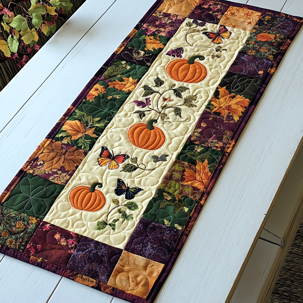 Pumpkin Fantasy Quilted Table Runner NCU0TL1338