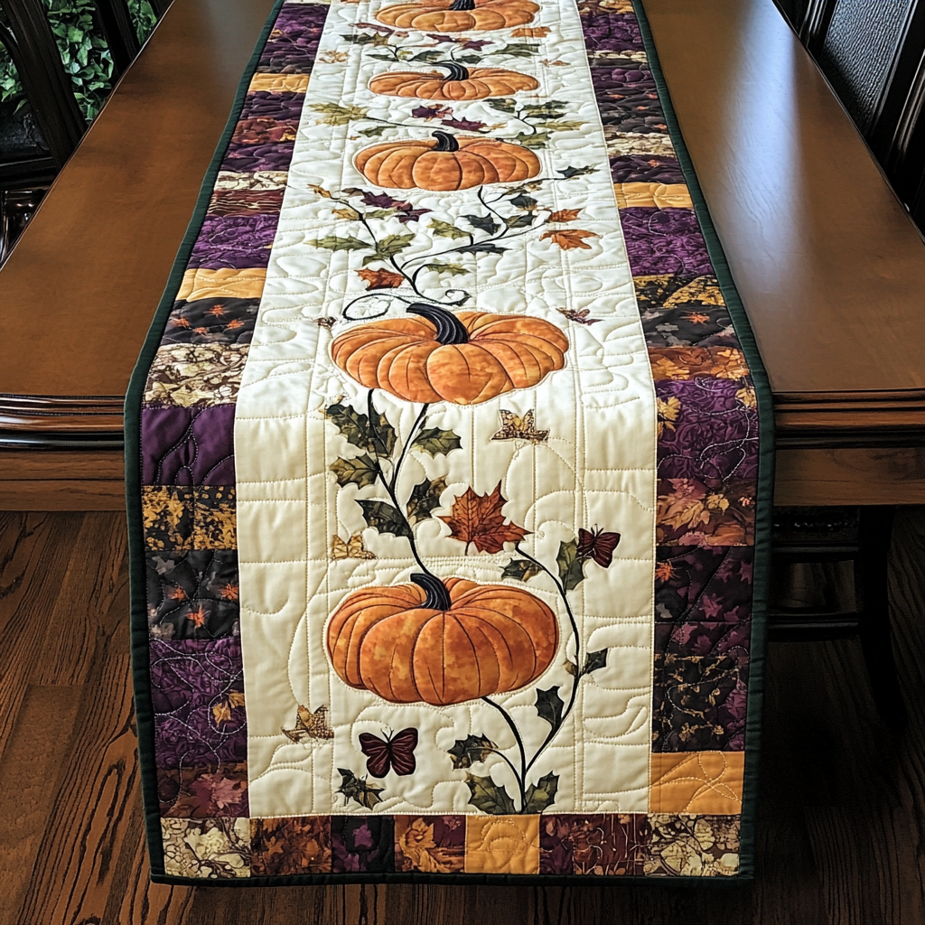 Pumpkin Glow Magic Quilted Table Runner NCU0TL1334