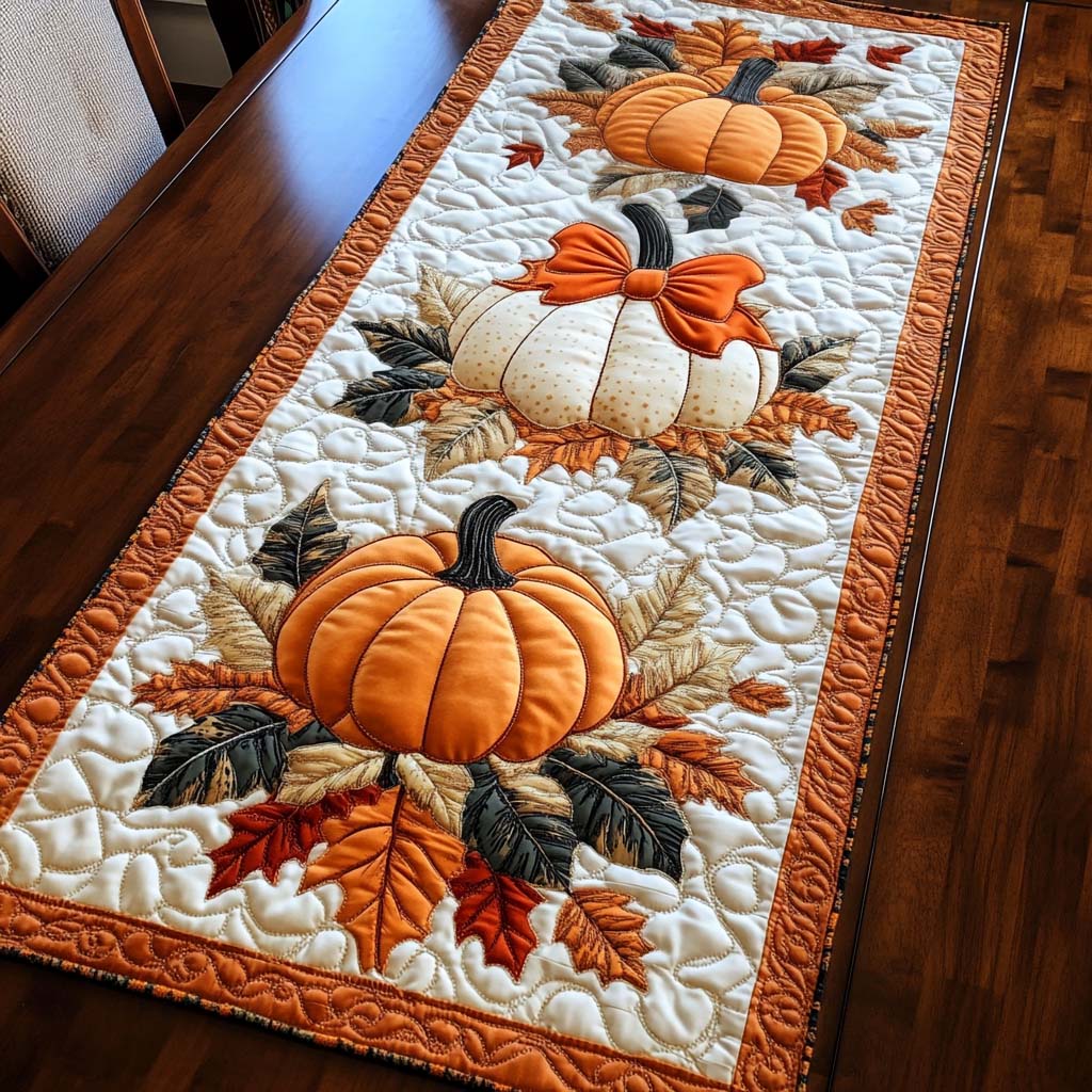 Pumpkin Patch Delight Quilted Table Runner NCU0NT1130