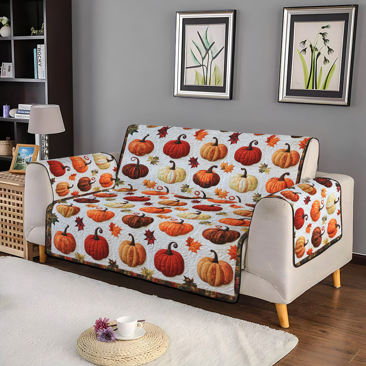 Pumpkin Patch Quilted Sofa Cover NCU0PT1166