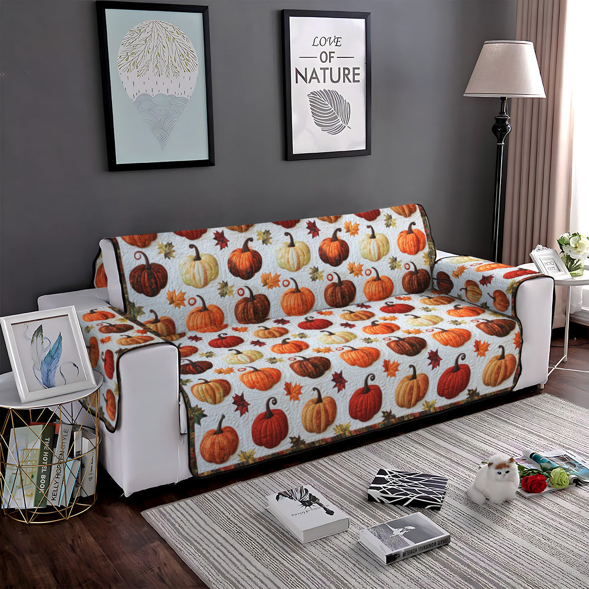 Pumpkin Patch Quilted Sofa Cover NCU0PT1166