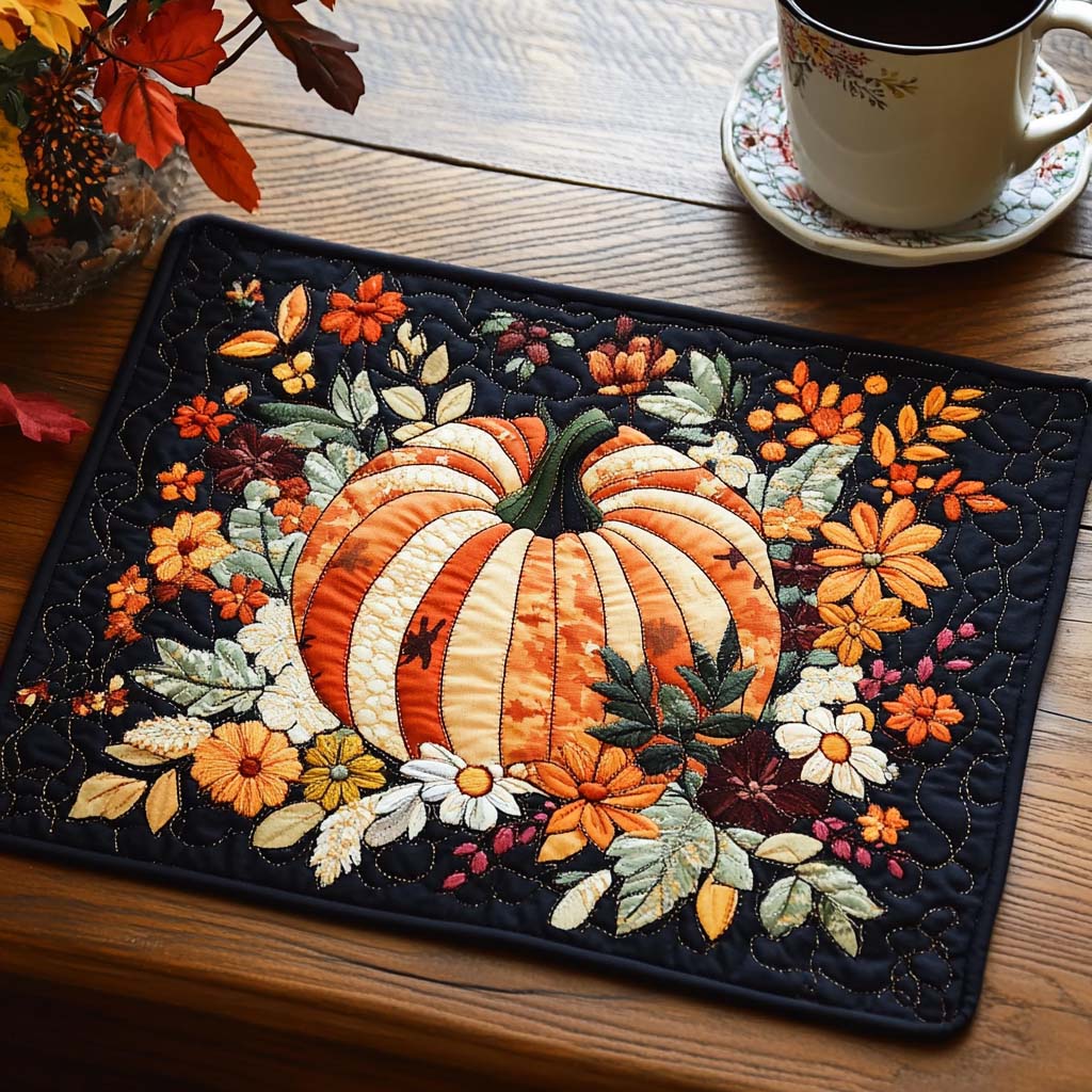 Pumpkin Patchwork Quilted Placemat NCU0NT1438